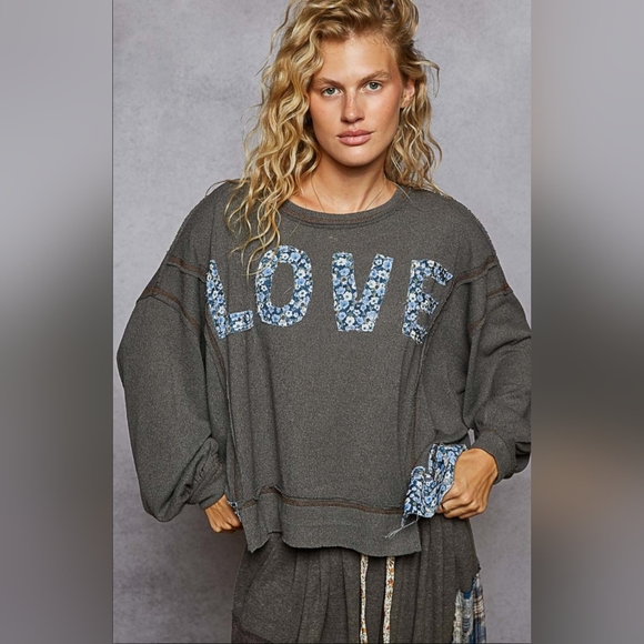 POL Tops - #836 POL Love Letter Patched Top